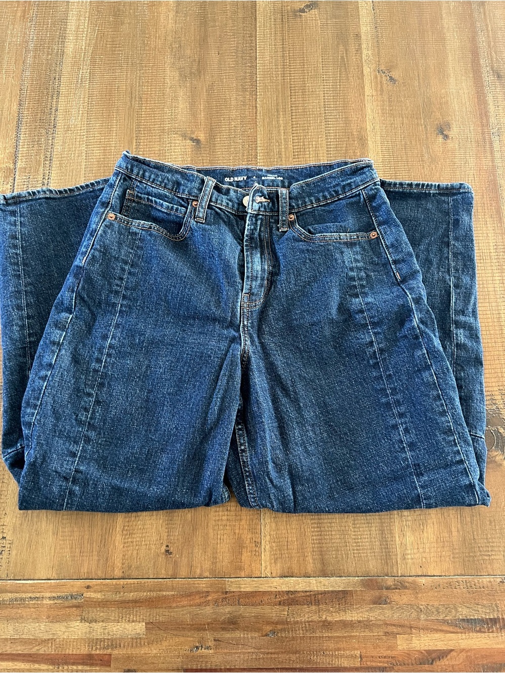 Old Navy High-Rise Barrel Leg Jeans - Dark Indigo